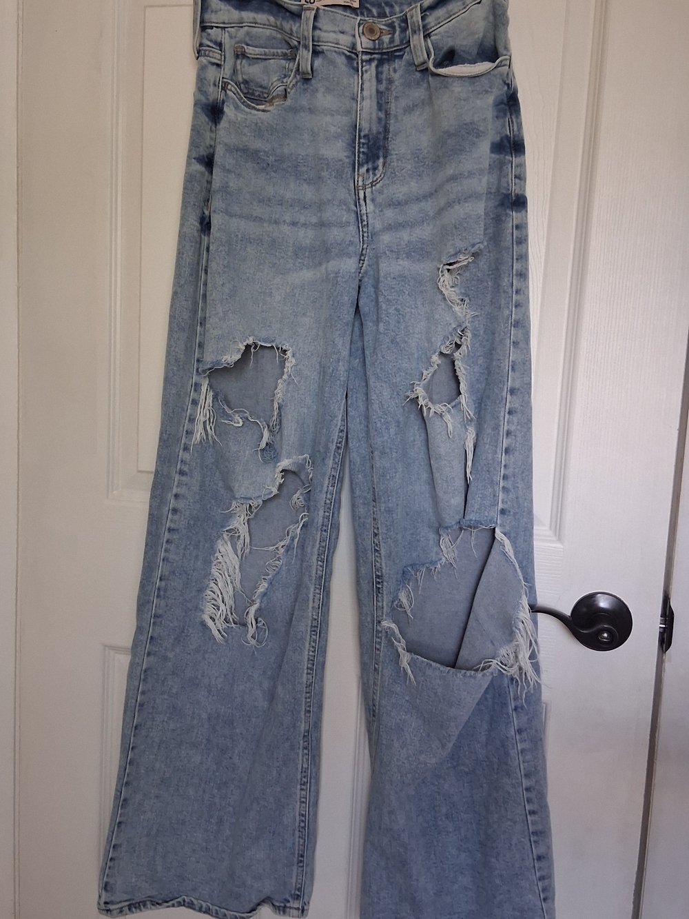 SO Light Blue Distressed Wide-Leg Jeans for Women
